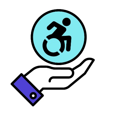 A hand icon supporting a disability icon.